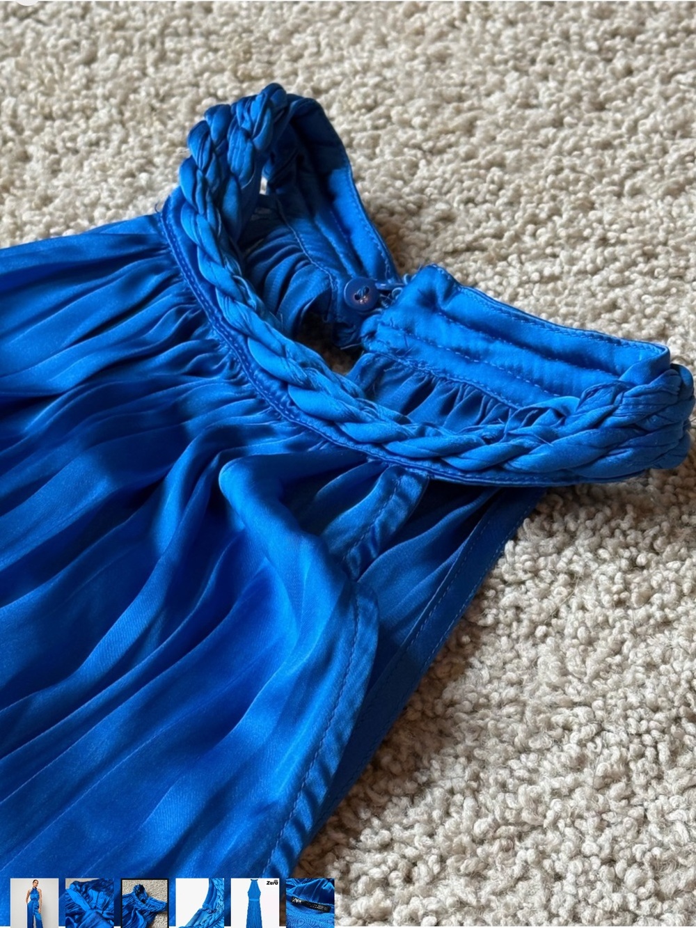 Zara Halter-Neck Wide-Leg Jumpsuit in Cobalt Blue with Waist Tie - Picture 3 of 6